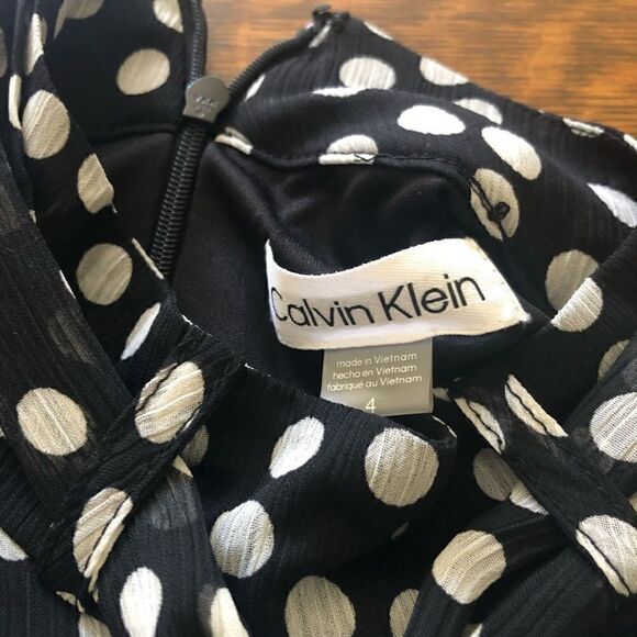 NEW Calvin Klein Black with White Polka Dots Trapeze Dress NWT - Picture 6 of 12